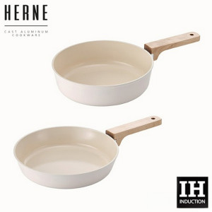 네오플램 헤르네 IH 2종 프라이팬 세트(프라이팬24+웍24) / 크림베이지