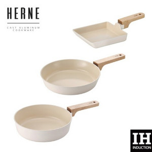네오플램 헤르네 IH 3종 프라이팬 세트(계란말이15+프라이팬24+웍24) /크림베이지