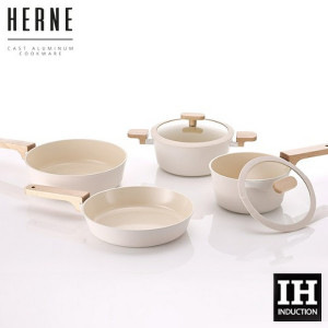 네오플램 헤르네 IH 쿡웨어 4종세트(편수18+양수20+프라이팬24+웍24) / 크림베이지