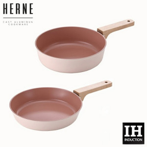 네오플램 헤르네 IH 2종 프라이팬 세트(프라이팬24+웍24) / 핑크베이지