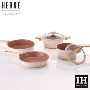네오플램 헤르네 IH 쿡웨어 4종세트(편수18+양수20+프라이팬24+웍24) NHP-SP4 / 핑크베이지