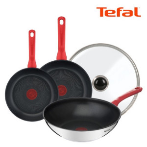 테팔 에디션 레드 인덕션 프라이팬 20cm+24cm+궁중팬28cm+유리뚜껑